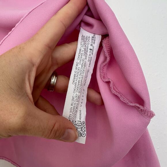 Zara basic pink ruffle blouse with tie sleeves size small - Picture 5 of 7
